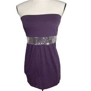 Express purple halter top with sequin waist size Large